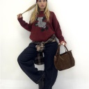 maglione girocollo in viscosa zebra